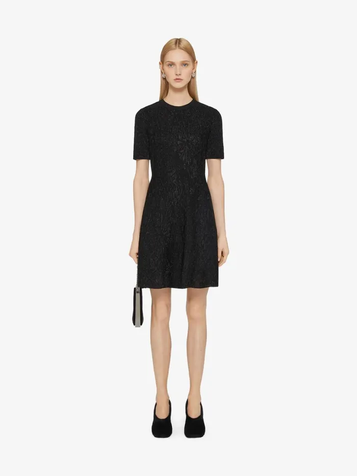 Givenchy Dress In Lurex With Floral Jacquard Black Women Dresses