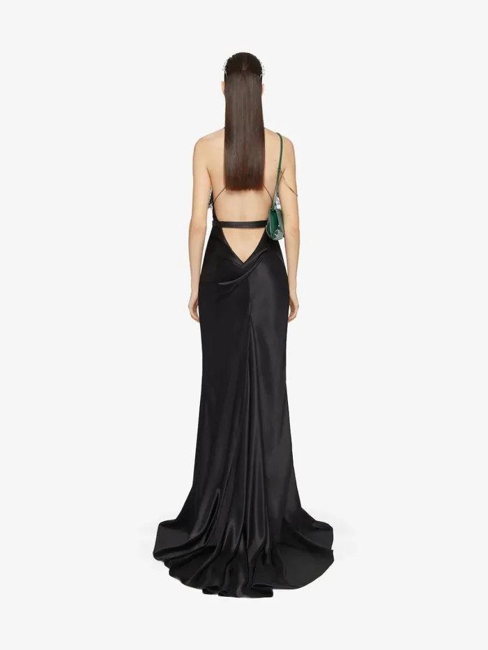 Givenchy Evening Dress In Satin With Lace Black Women Dresses