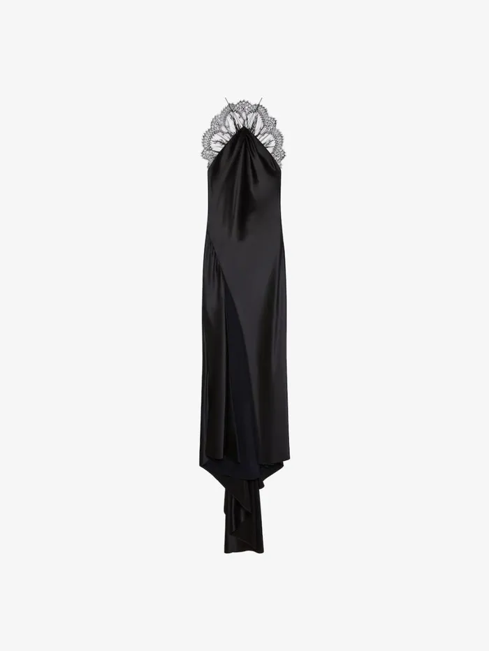 Givenchy Evening Dress In Satin With Lace Black Women Dresses