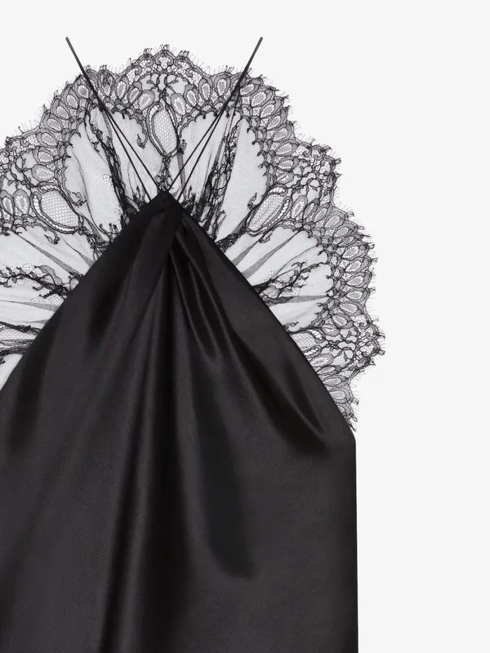 Givenchy Evening Dress In Satin With Lace Black Women Dresses