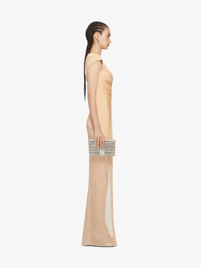Givenchy Evening Satin Dress And 4G Lace Tan Women Dresses