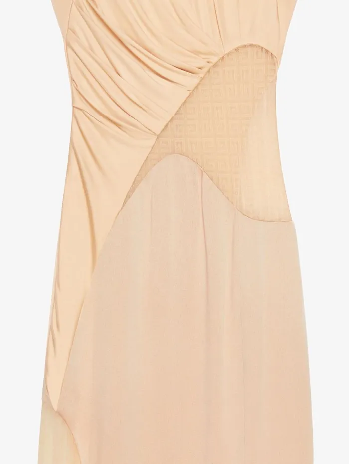 Givenchy Evening Satin Dress And 4G Lace Tan Women Dresses