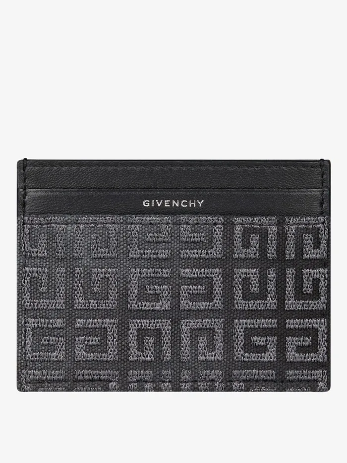 Givenchy GCut Card Holder In 4G Lurex Embroidery And Leather Dark Grey Women Wallets and Card Holders Givenchy GCut Card Holder In 4G Lurex Embroidery And Leather Dark Grey Women Wallets and Card Holders