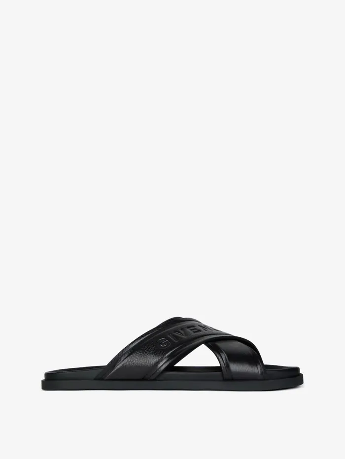 Givenchy G Plage Flat Sandals With Crossed Straps In Leather Black Men Slides and Sandals Givenchy G Plage Flat Sandals With Crossed Straps In Leather Black Men Slides and Sandals