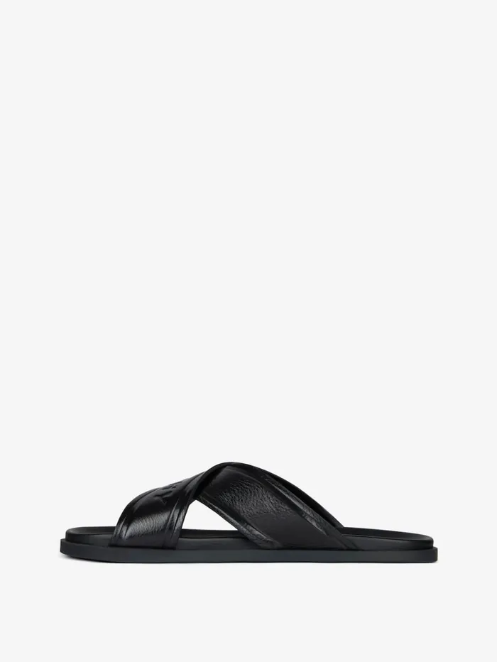 Givenchy G Plage Flat Sandals With Crossed Straps In Leather Black Men Slides and Sandals Givenchy G Plage Flat Sandals With Crossed Straps In Leather Black Men Slides and Sandals