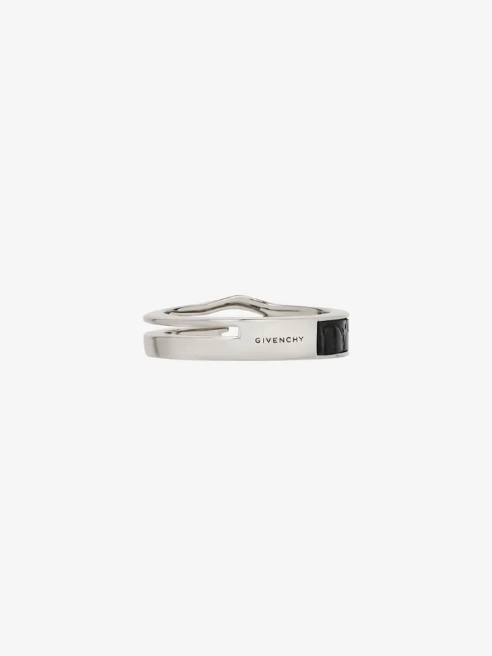 Givenchy Giv Cut Ring In Metal And Leather Blacksilvery Men Jewelry Givenchy Giv Cut Ring In Metal And Leather Blacksilvery Men Jewelry