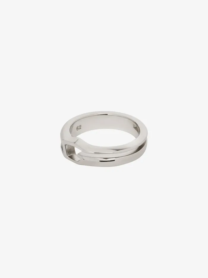 Givenchy Giv Cut Ring In Metal And Leather Blacksilvery Men Jewelry Givenchy Giv Cut Ring In Metal And Leather Blacksilvery Men Jewelry
