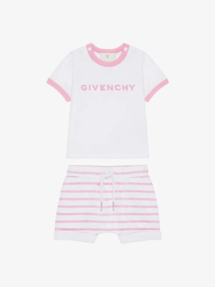 Givenchy GIVENCHY 4G Tshirt And Shorts In Cotton Gift Set Pink WomenMen Baby 1 Month To 3 Years