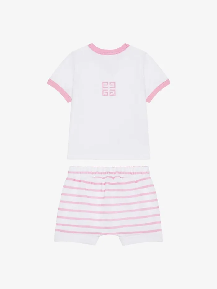 Givenchy GIVENCHY 4G Tshirt And Shorts In Cotton Gift Set Pink WomenMen Baby 1 Month To 3 Years