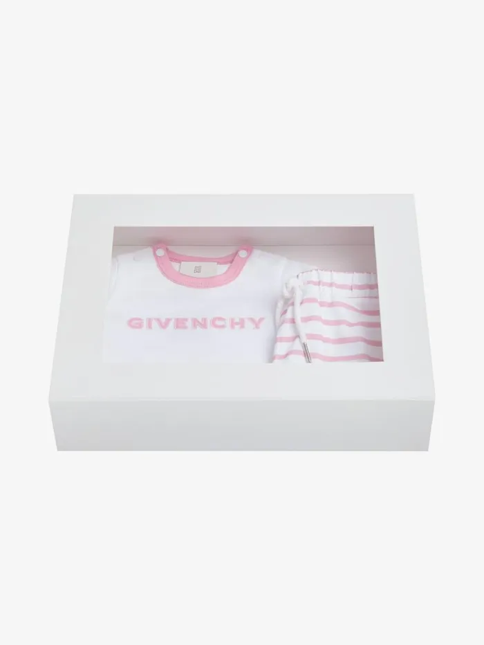 Givenchy GIVENCHY 4G Tshirt And Shorts In Cotton Gift Set Pink WomenMen Baby 1 Month To 3 Years