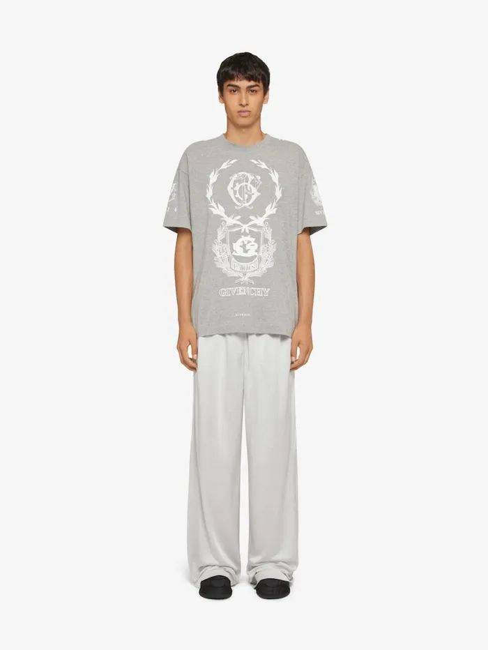 Givenchy GIVENCHY Crest Tshirt In Cotton Light Grey Melange Men TShirts