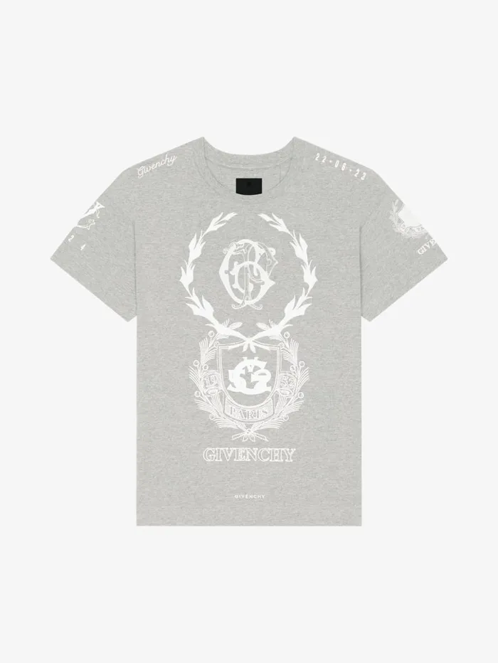 Givenchy GIVENCHY Crest Tshirt In Cotton Light Grey Melange Men TShirts
