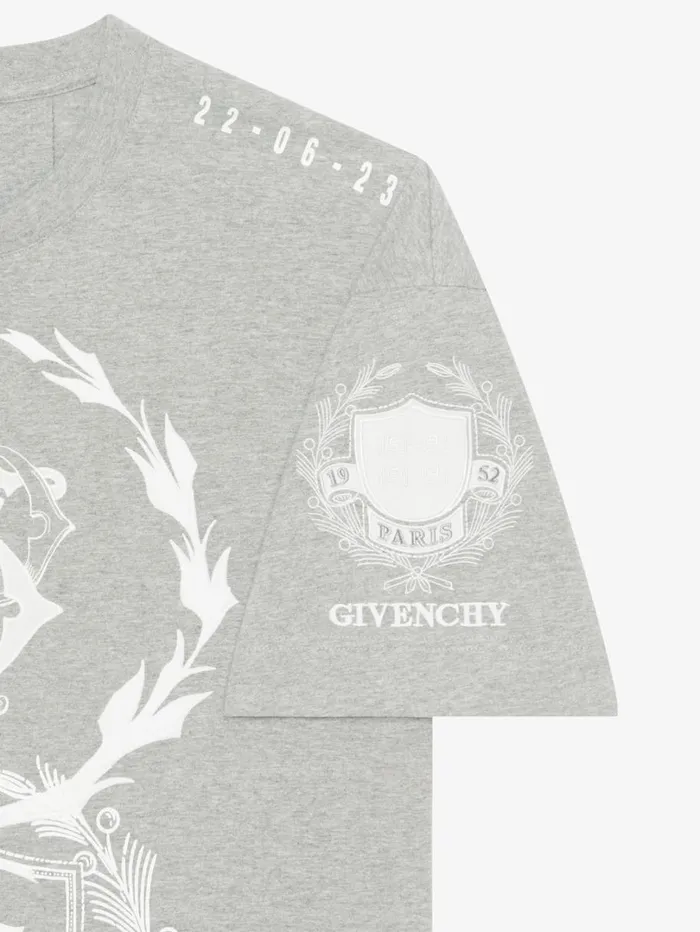 Givenchy GIVENCHY Crest Tshirt In Cotton Light Grey Melange Men TShirts