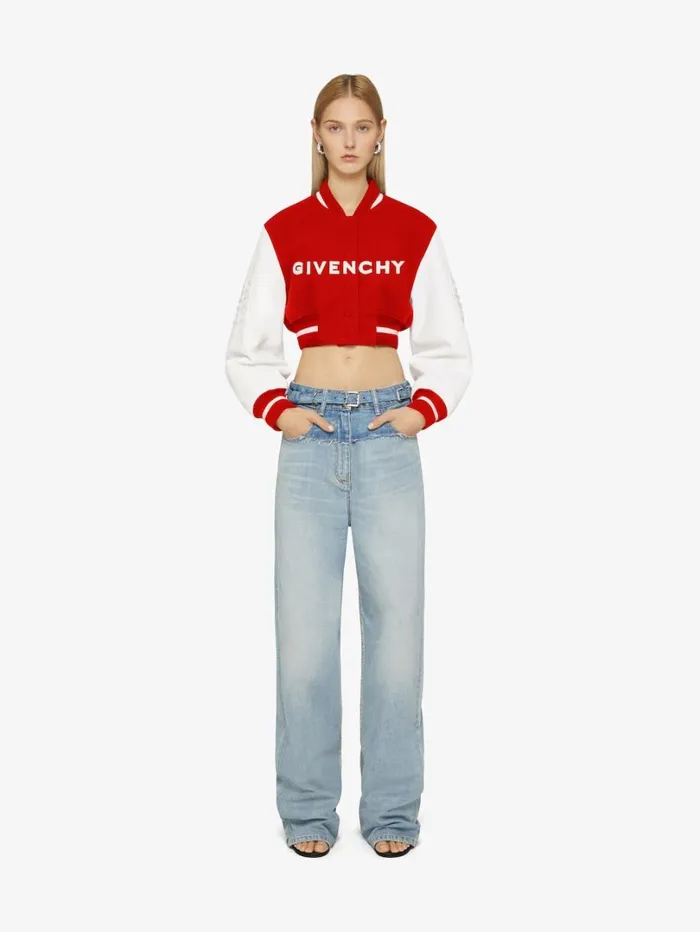 Givenchy GIVENCHY Cropped Varsity Jacket In Wool And Leather Redwhite Women Outerwear and Blousons