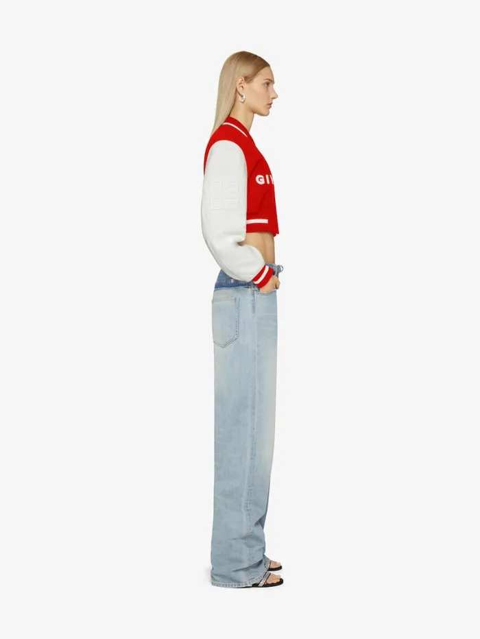 Givenchy GIVENCHY Cropped Varsity Jacket In Wool And Leather Redwhite Women Outerwear and Blousons