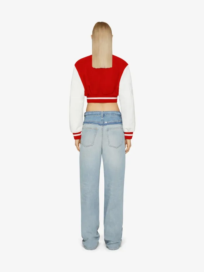 Givenchy GIVENCHY Cropped Varsity Jacket In Wool And Leather Redwhite Women Outerwear and Blousons