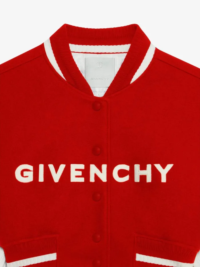 Givenchy GIVENCHY Cropped Varsity Jacket In Wool And Leather Redwhite Women Outerwear and Blousons