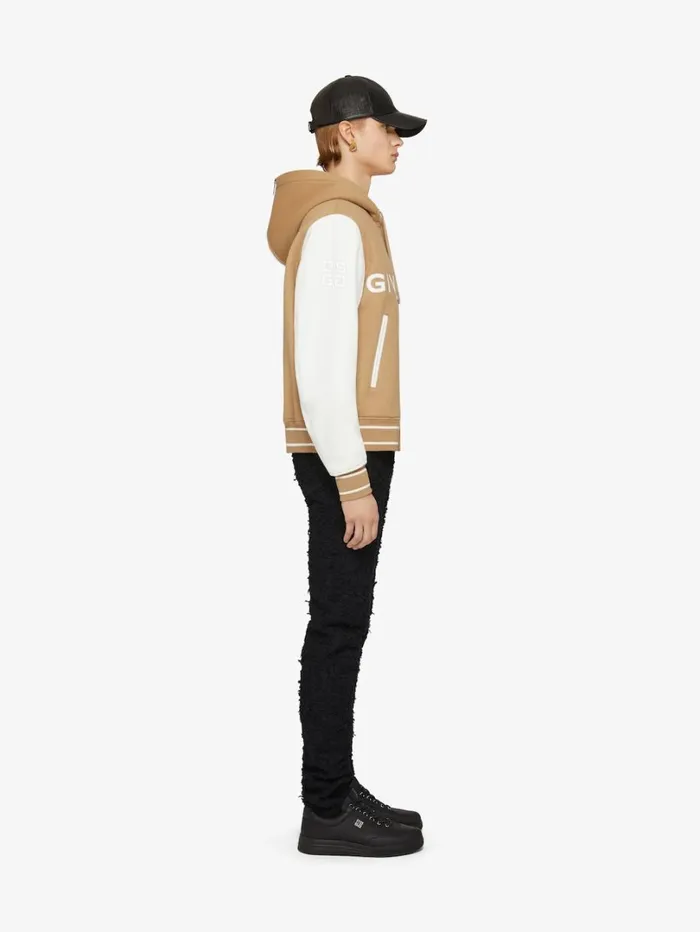Givenchy GIVENCHY Hooded Varsity Jacket In Wool And Leather Whitebeige Men Outerwear and Blousons