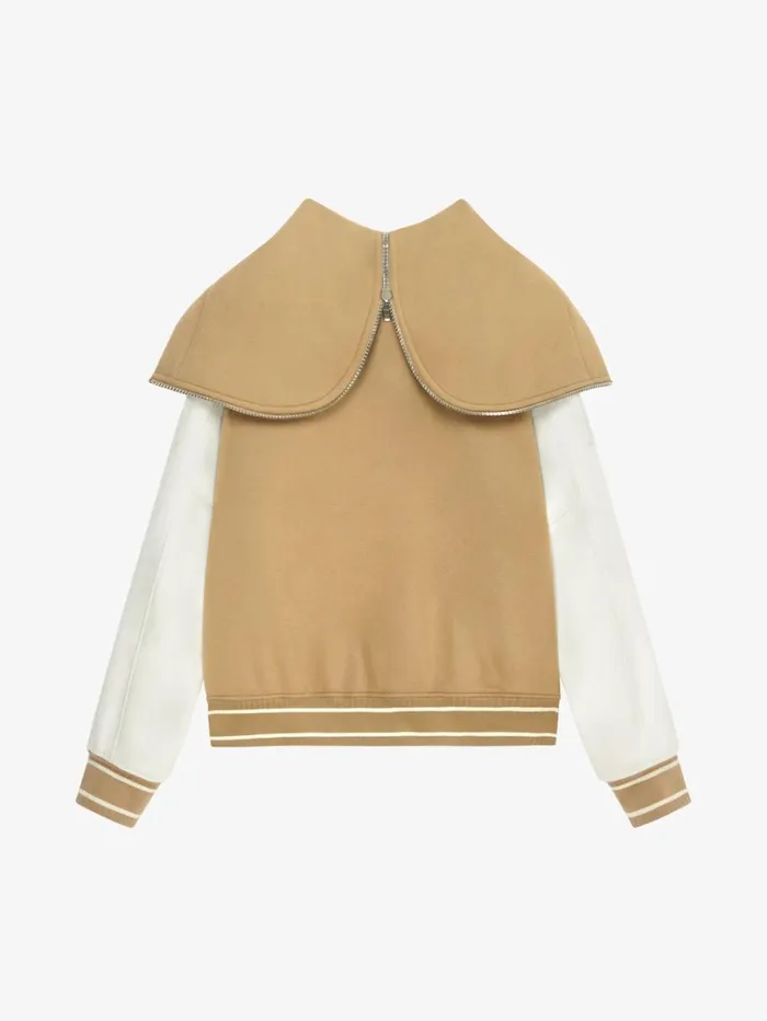 Givenchy GIVENCHY Hooded Varsity Jacket In Wool And Leather Whitebeige Men Outerwear and Blousons