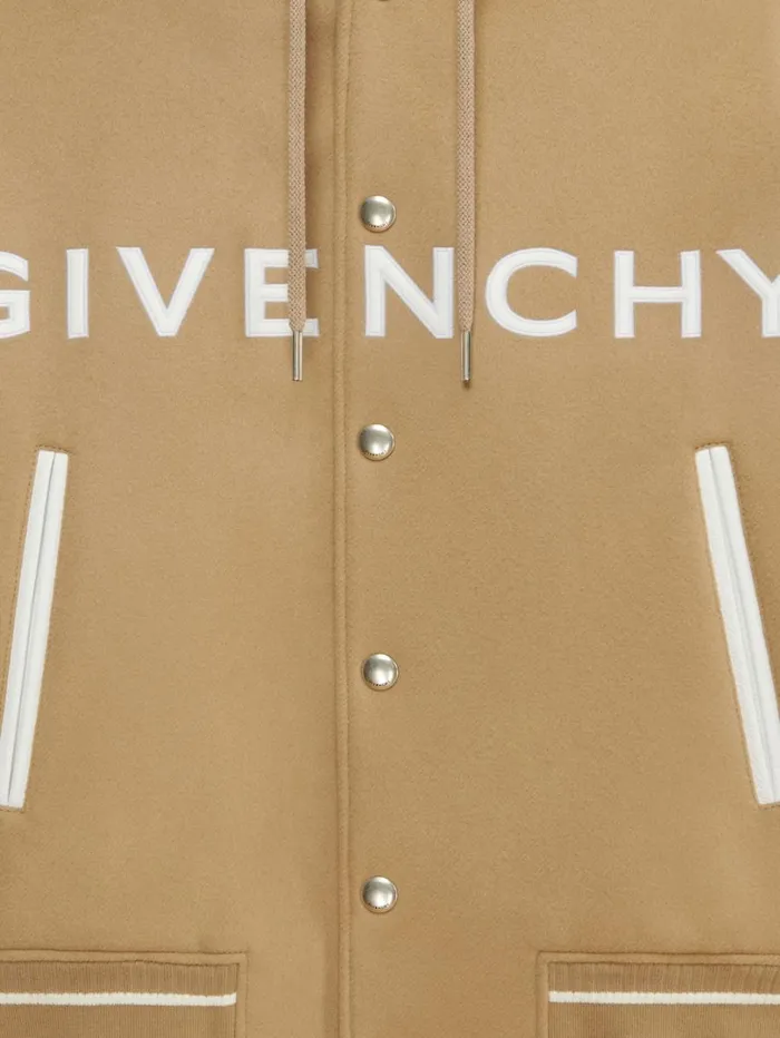 Givenchy GIVENCHY Hooded Varsity Jacket In Wool And Leather Whitebeige Men Outerwear and Blousons