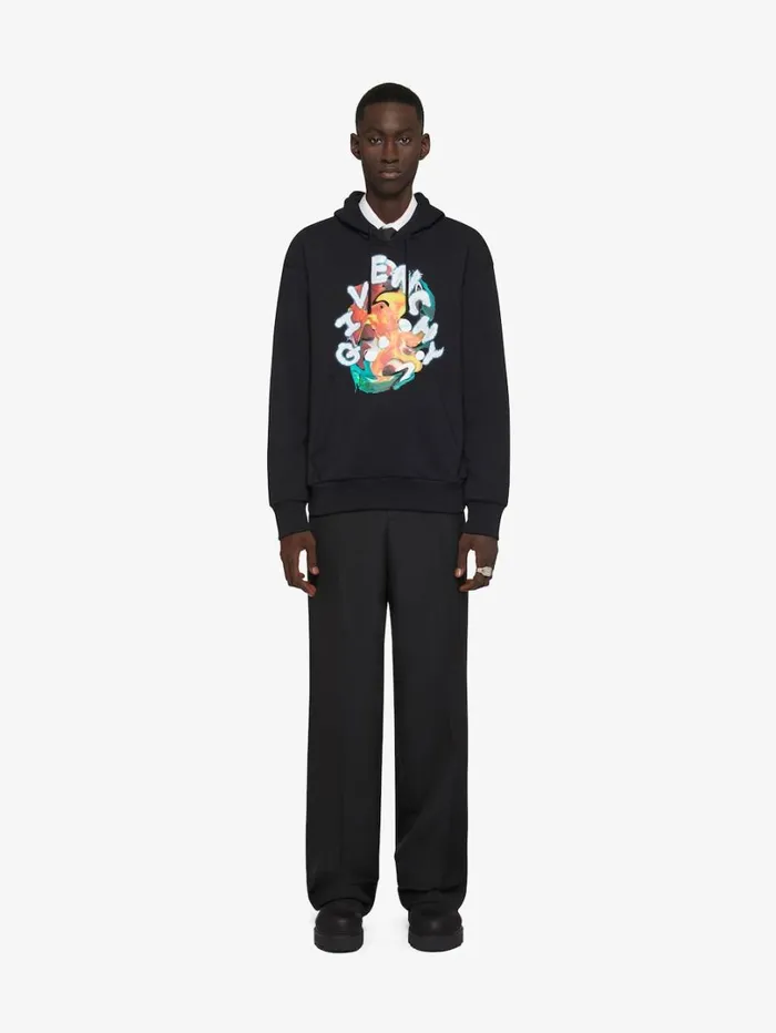 Givenchy GIVENCHY Psychedelic Boxy Fit Hoodie In Fleece Black Men Sweatshirts and Hoodies