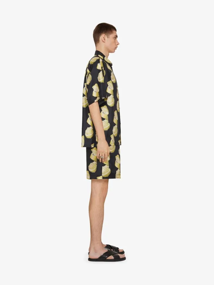 Givenchy Hawaiian Shirt In Silk With Lemon Print Blackyellow Men Shirts