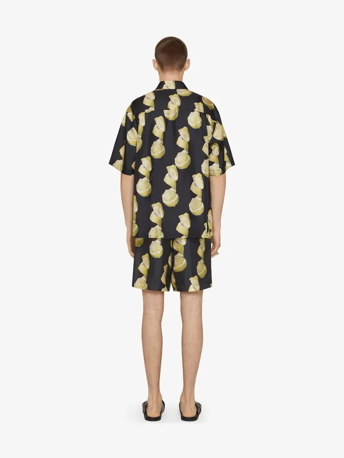 Givenchy Hawaiian Shirt In Silk With Lemon Print Blackyellow Men Shirts