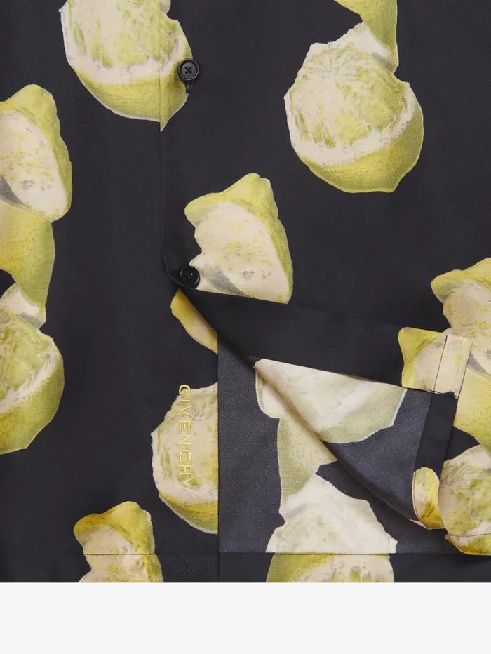 Givenchy Hawaiian Shirt In Silk With Lemon Print Blackyellow Men Shirts