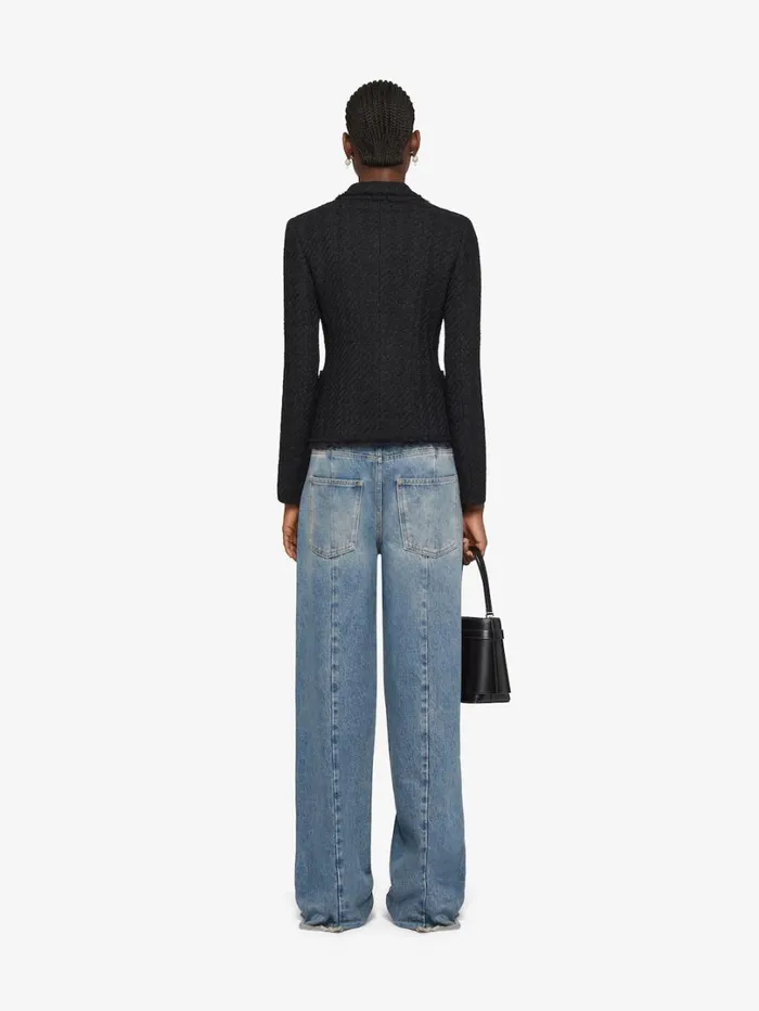 Givenchy Jacket In Houndstooth Tweed Black Women Coats and Jackets
