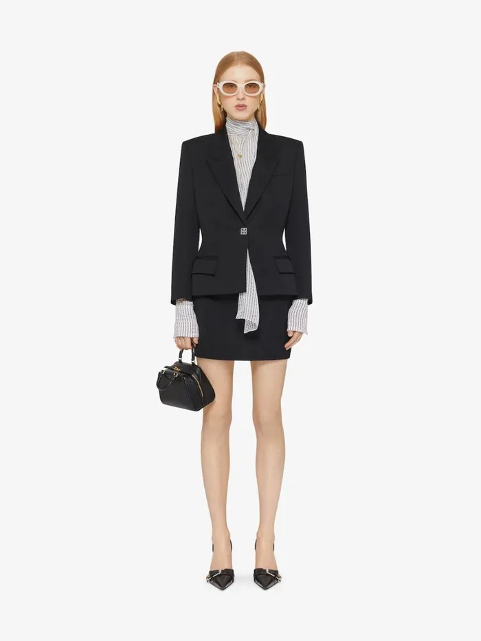 Givenchy Jacket In Wool With 4G Liquid Detail Black Women Coats and Jackets