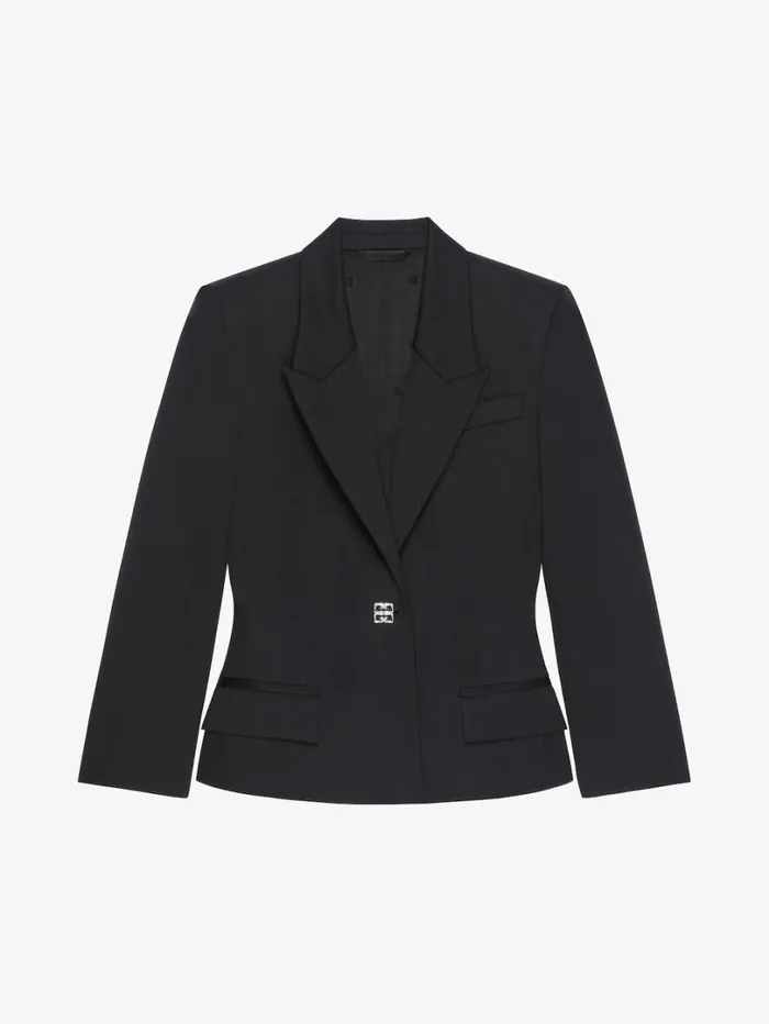 Givenchy Jacket In Wool With 4G Liquid Detail Black Women Coats and Jackets