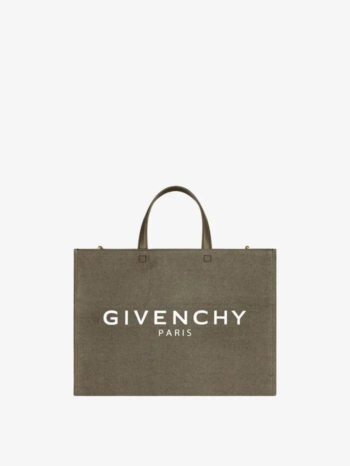 Givenchy Medium GTote Shopping Bag In Canvas Dark Khaki Women Shoulder Bags