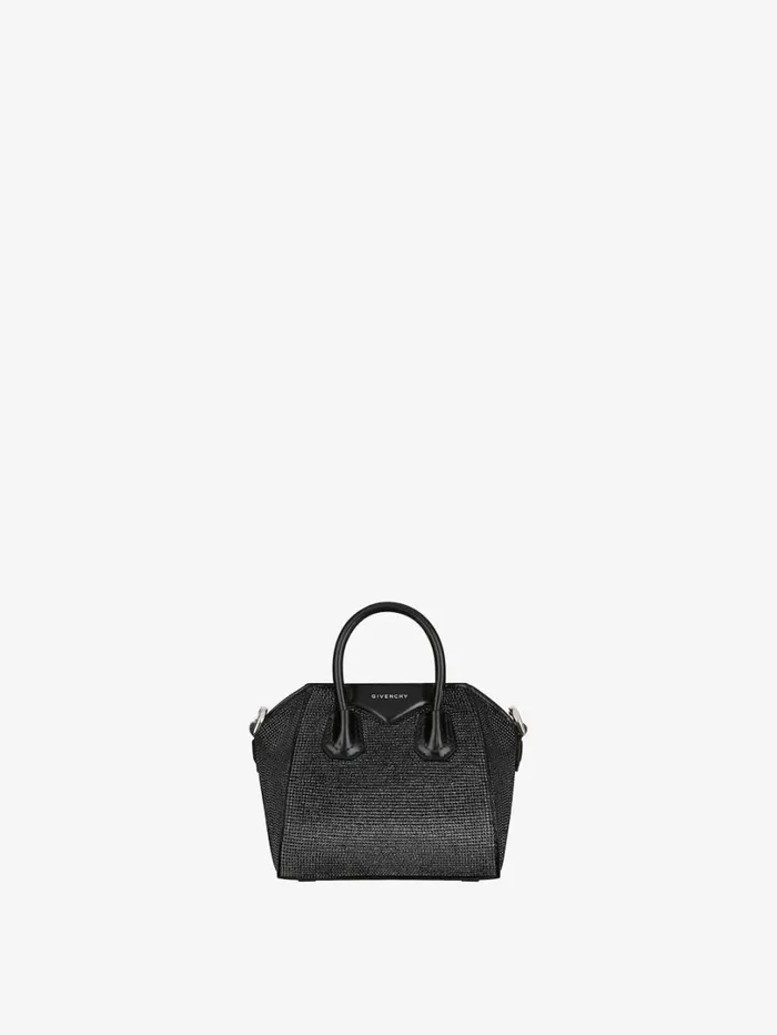 Givenchy Micro Antigona Bag In Satin With Strass Black Women Crossbody Bags