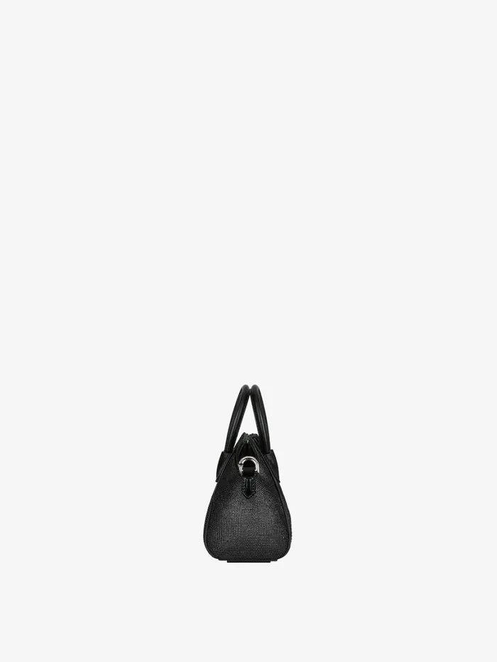 Givenchy Micro Antigona Bag In Satin With Strass Black Women Crossbody Bags Givenchy Micro Antigona Bag In Satin With Strass Black Women Crossbody Bags