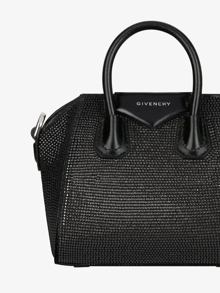 Givenchy Micro Antigona Bag In Satin With Strass Black Women Crossbody Bags Givenchy Micro Antigona Bag In Satin With Strass Black Women Crossbody Bags