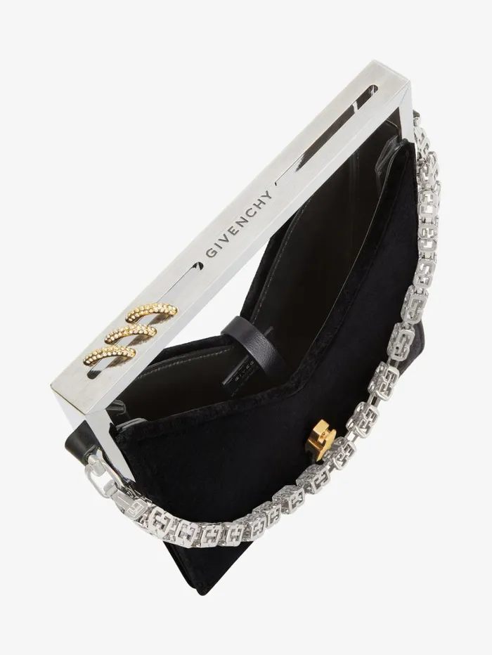 Givenchy Micro Cut Out Bag In Velvet And Strass With Frame Black Women Micro Bags Givenchy Micro Cut Out Bag In Velvet And Strass With Frame Black Women Micro Bags