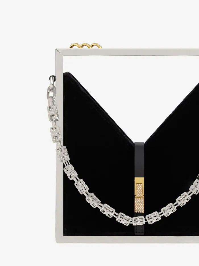 Givenchy Micro Cut Out Bag In Velvet And Strass With Frame Black Women Micro Bags Givenchy Micro Cut Out Bag In Velvet And Strass With Frame Black Women Micro Bags