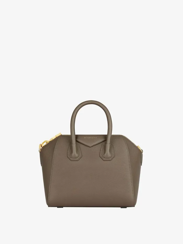 Givenchy Mini Antigona Bag In Grained Leather Taupe Women Crossbody Bags