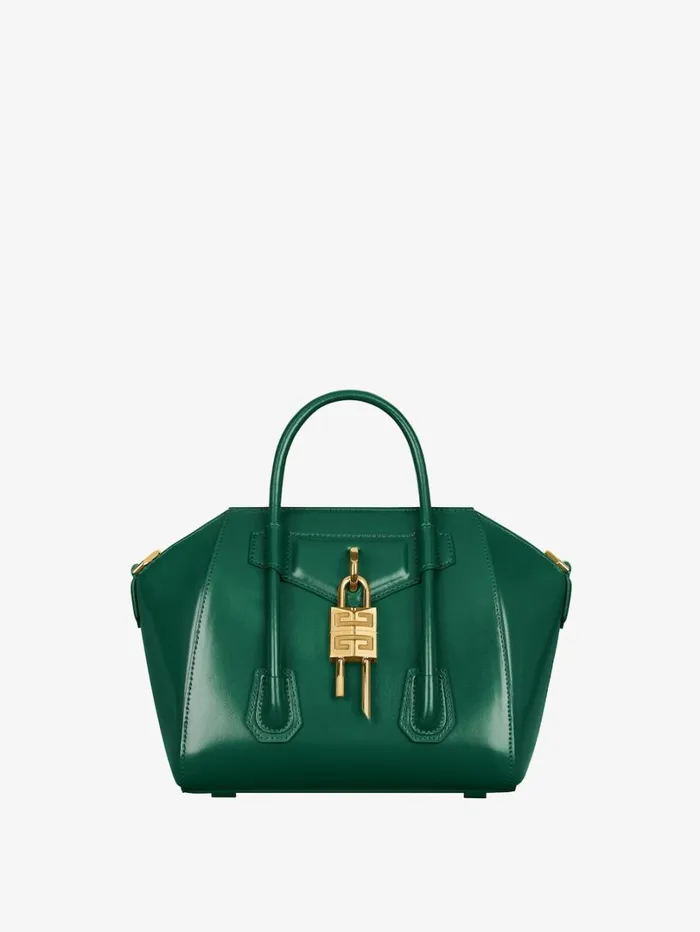 Givenchy Mini Antigona Lock Bag In Box Leather Emerald Green Women Crossbody Bags Givenchy Mini Antigona Lock Bag In Box Leather Emerald Green Women Crossbody Bags