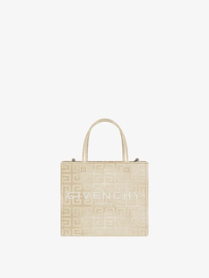 Givenchy Mini GTote Shopping Bag In 4G Lurex Embroidery Dusty Golden Women Shoulder Bags Givenchy Mini GTote Shopping Bag In 4G Lurex Embroidery Dusty Golden Women Shoulder Bags