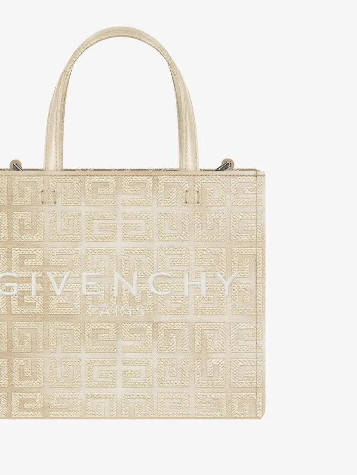 Givenchy Mini GTote Shopping Bag In 4G Lurex Embroidery Dusty Golden Women Shoulder Bags Givenchy Mini GTote Shopping Bag In 4G Lurex Embroidery Dusty Golden Women Shoulder Bags