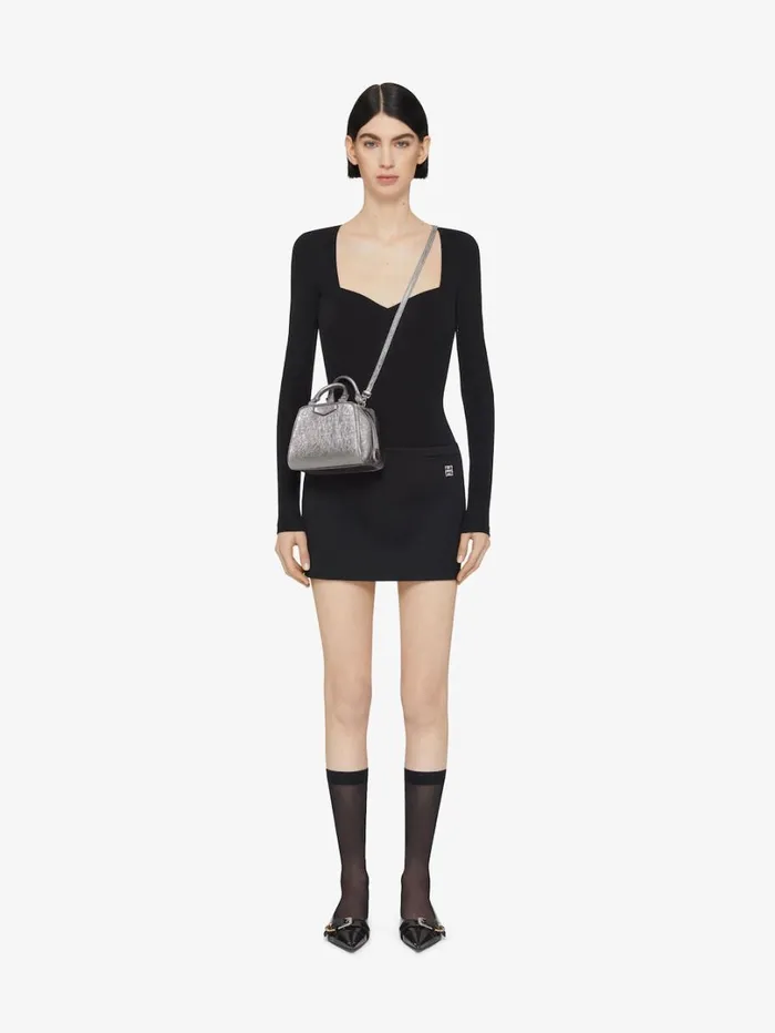 Givenchy Nano Antigona Cube Bag In Laminated Leather Silvery Grey Women Crossbody Bags Givenchy Nano Antigona Cube Bag In Laminated Leather Silvery Grey Women Crossbody Bags