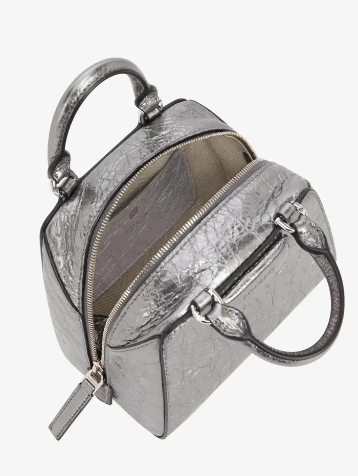 Givenchy Nano Antigona Cube Bag In Laminated Leather Silvery Grey Women Crossbody Bags Givenchy Nano Antigona Cube Bag In Laminated Leather Silvery Grey Women Crossbody Bags