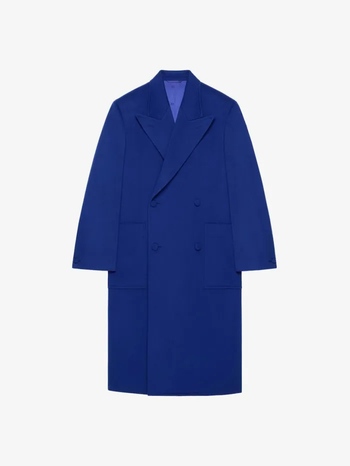 Givenchy Oversized Coat In Wool And Cashmere Royal Blue Men Coats and Jackets