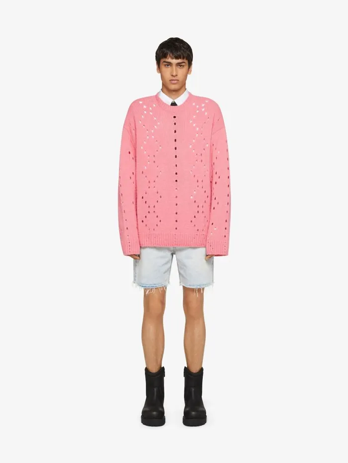 Givenchy Oversized Sweater In Wool Flamingo Men Knitwear