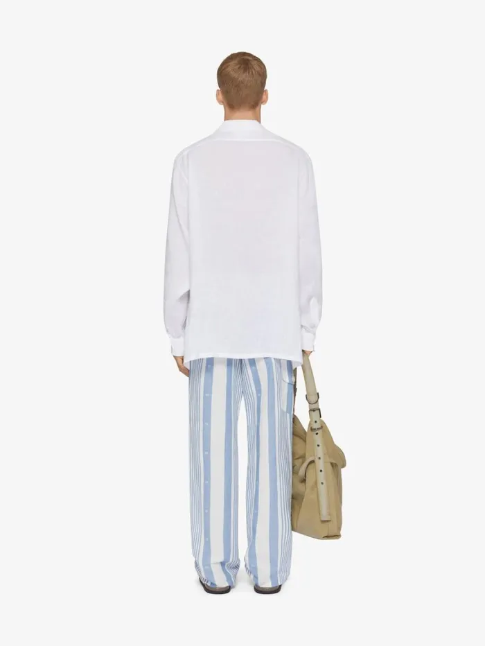 Givenchy Pants In Linen With 4G Stripes Blueoff White Men Pants and Shorts