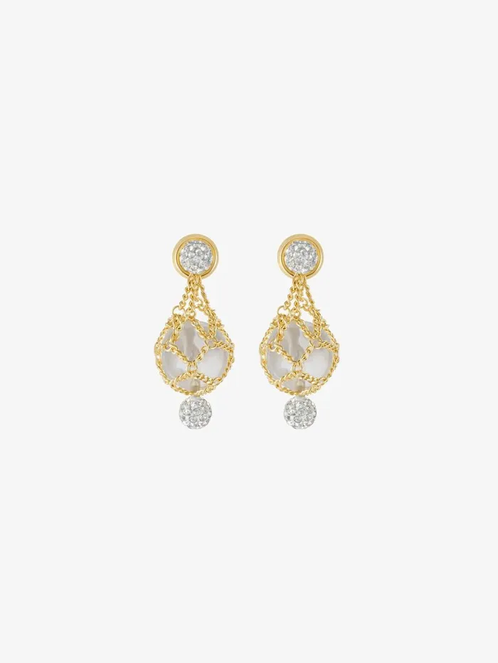 Givenchy Pearling Earrings In Metal With Pearls And Crystals Transparentgolden Women Jewelry