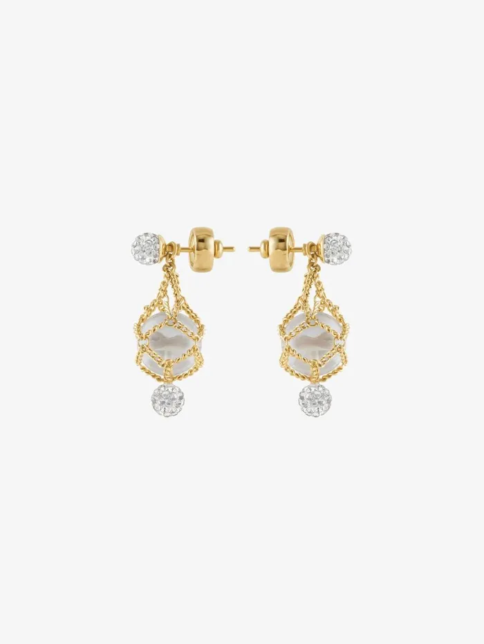 Givenchy Pearling Earrings In Metal With Pearls And Crystals Transparentgolden Women Jewelry Givenchy Pearling Earrings In Metal With Pearls And Crystals Transparentgolden Women Jewelry