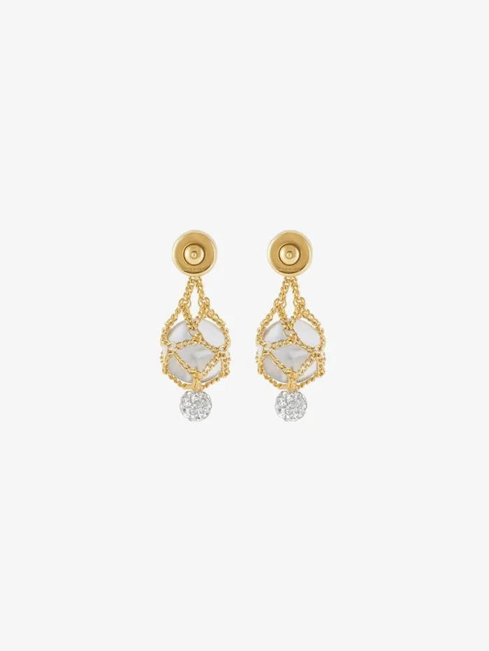 Givenchy Pearling Earrings In Metal With Pearls And Crystals Transparentgolden Women Jewelry Givenchy Pearling Earrings In Metal With Pearls And Crystals Transparentgolden Women Jewelry