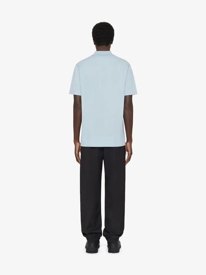 Givenchy Polo In Cotton With 4G Detail Sky Blue Men TShirts